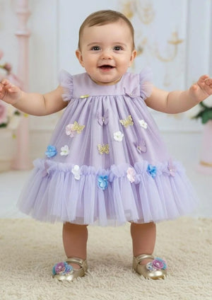 Vestido Vila Lele Jardim das Borboletas Baby Liz Lilas