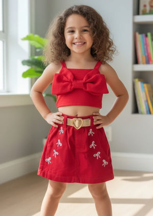 Conjunto Short Saia Laço Bordado