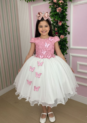 Vestido Juvenil - Midi Vila Lele Sabrina Rosa Bebe e Off