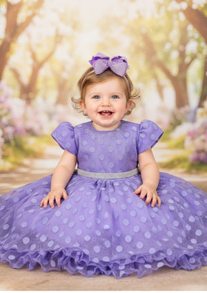 Vestido Menina Bonita Poá Lilas Tamires