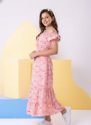 Vestido Longo Lastex Salmão