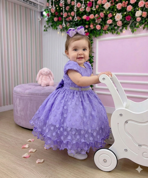 Vestido Menina Bonita Poá Lilas Tamires