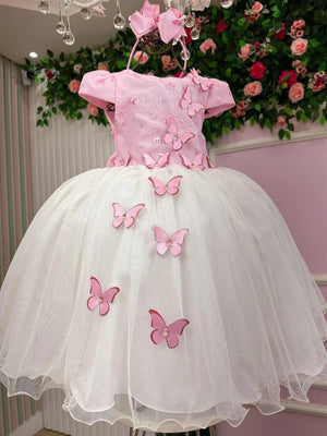 Vestido Juvenil - Midi Vila Lele Sabrina Rosa Bebe e Off