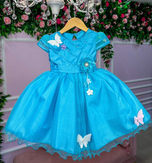 Vestido Marie Jardim Encantado Flores Azul