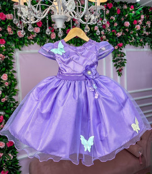 Vestido Marie Lilás Jardim Encantado Flores
