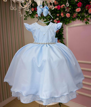 Vestido Ysa Kids Francine Azul Bebê