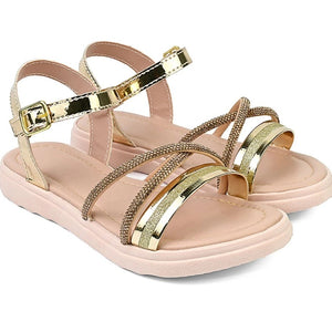 Sandália Infantil Menina Laço Gliter Brilho Strass Tratorada