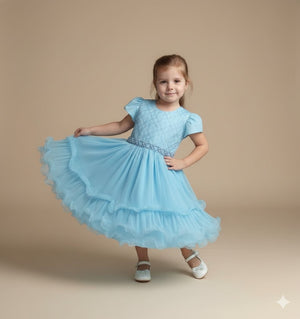 Vestido Vila Lele Alana Azul Bebe