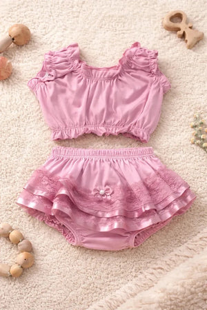 Conjunto Infantil Menina Verão - Blusa Babados e Calcinha Bunda Rica