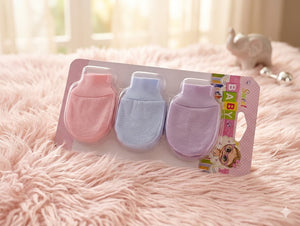 Luva de Bebê Anti-Arranhão Kit com 3 Cores Menina e Menino