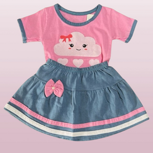 Conjunto Blusa e Saia Bebê Menina Algodão