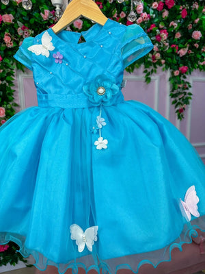 Vestido Marie Jardim Encantado Flores Azul
