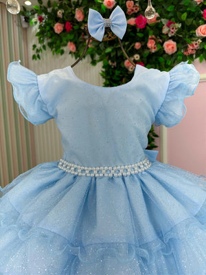 Vestido Ysa Kids Belinda Azul Bebê