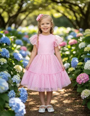 Vestido Infantil 2 Maria De Poa Rosa Bebê