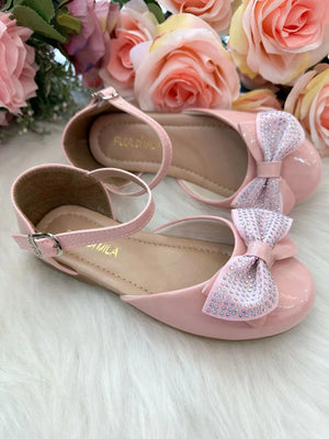 Sapatilha Flor di Mila Brilho Rosa Bebe