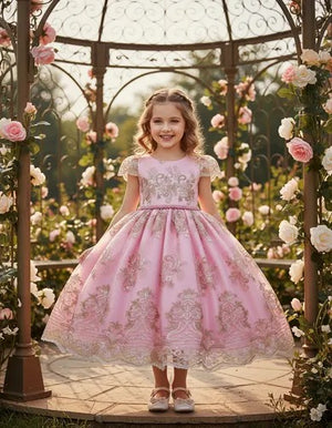 Vestido Com Tule Bordado