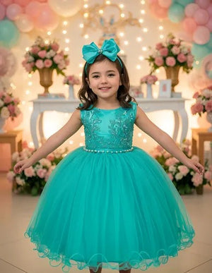 Vestido Infantil Enjoy Juvenil Helena Verde Tiffany