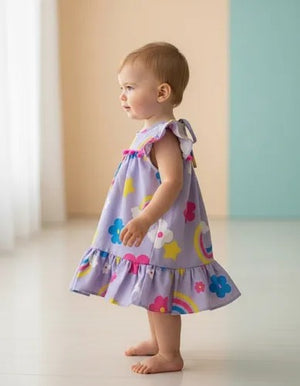 Vestido trapésio estampado para bebê