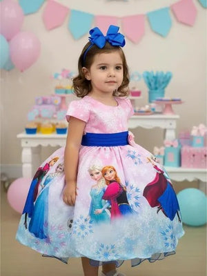 Vestido Infantil Temáticos da Gigi Frozen Rosa