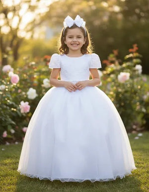 Vestido Enjoy Longo Laura Branco Rendado