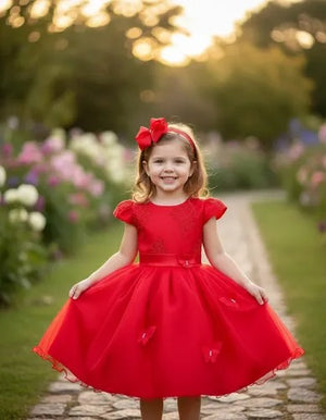 Vestido De Festa Renda e Tule com Borboletas