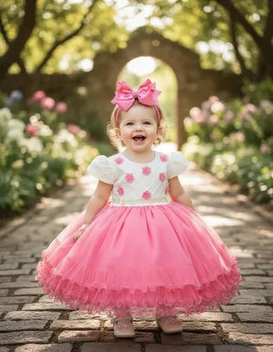 Vestido Bela Aquarela Infantil Festa Tule Curto