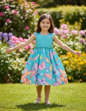 Vestido Macherry Estampado Borboletas Azul