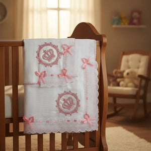 Kit Fralda de Pano Bordada para Bebê 100% Algodão