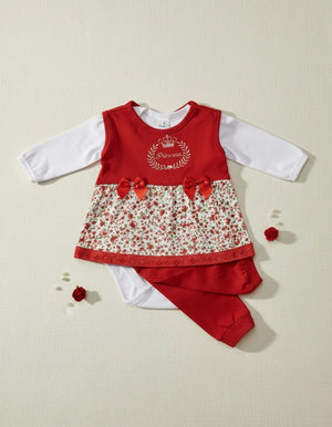 Conjunto Body Para Bebê Menina 3 pç Calça + Body + Colete