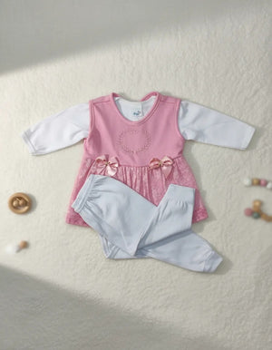 Conjunto Body Para Bebê Menina 3 pç Calça + Body + Colete