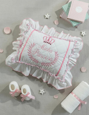 Travesseiro Infantil Bebê Retangular Bordado 35x25x3 Cm