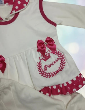 Conjunto de Body para Bebê Menina com Gola 3 pç calça+body+colete