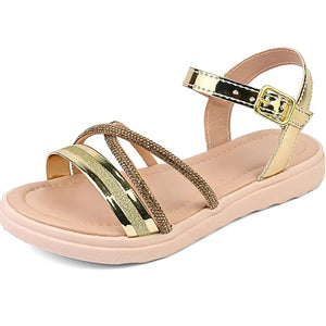 Sandália Infantil Menina Laço Gliter Brilho Strass Tratorada