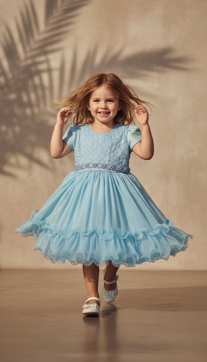 Vestido Vila Lele Alana Azul Bebe