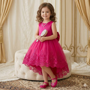 Vestido De Tule e Barra Bordada pink