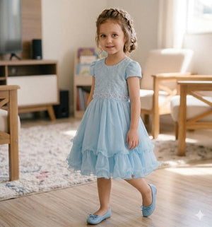Vestido Vila Lele Alana Azul Bebe