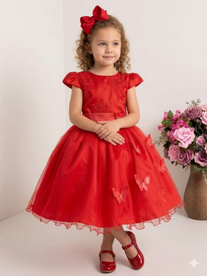 Vestido De Festa Renda e Tule com Borboletas