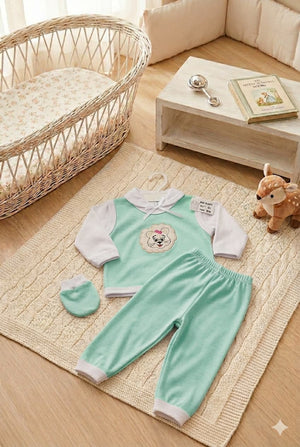 Conjunto RN Malha Pijama Infantil 3 Peças