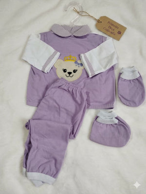 Conjunto Longo RN com Luva e Sapatinho 100%Agodão