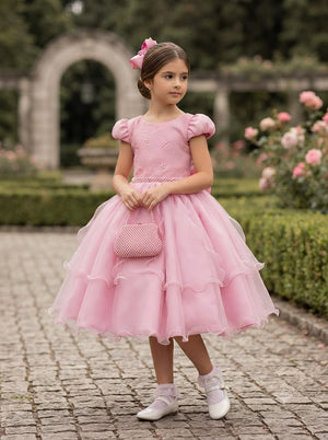 Vestido Bella Child Polly Rosa Chiclete