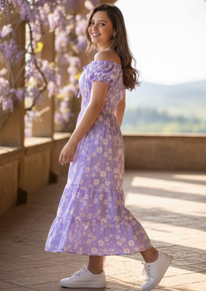 Vestido Longo Lastex Lilas