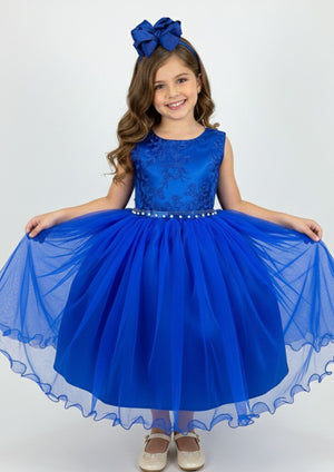 Vestido Infantil Enjoy Juvenil Helena Azul Royal
