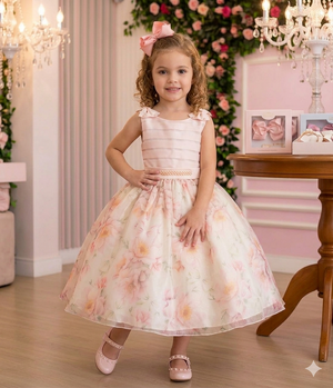 Vestido Mini Miss Luara Florido Pessego