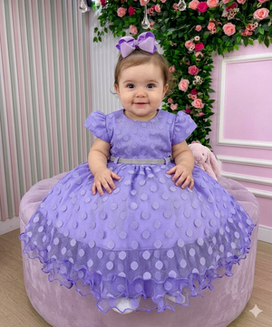 Vestido Menina Bonita Poá Lilas Tamires