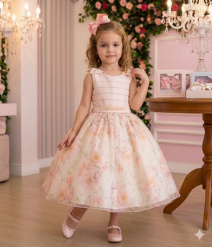Vestido Mini Miss Luara Florido Pessego