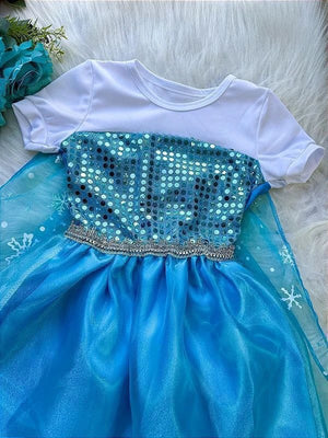 Vestido Fantazia Frosen Com Capa