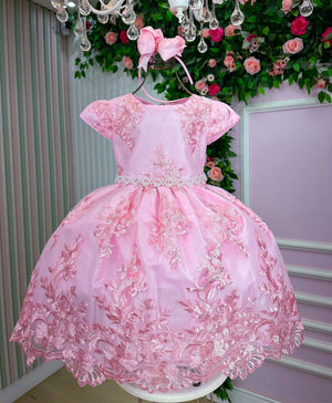 Vestido Marie Realeza Mari Rosa Bebê