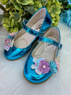 Sapatilha Doce Pe Juju Jardim Encantado Azul Metaliazada