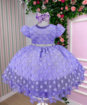 Vestido Menina Bonita Poá Lilas Tamires