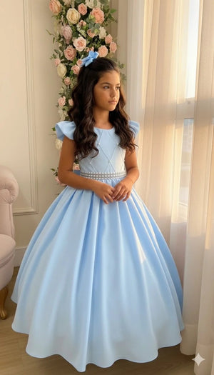 Vestido Ysa Kids Ariane Longo Azul bebê